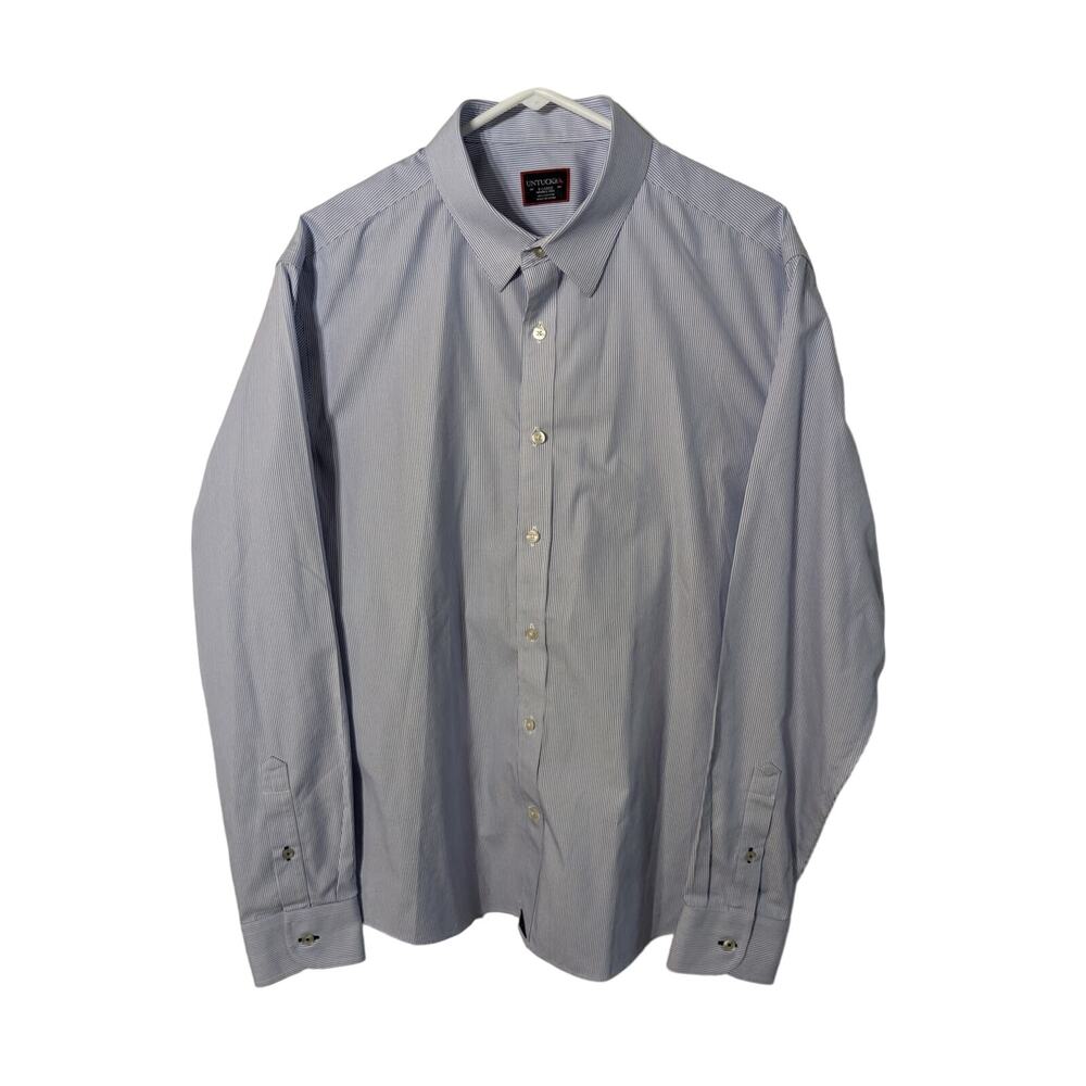 UNTUCKit 100% Cotton Wrinkle Free Button Front Blue Striped Size XL